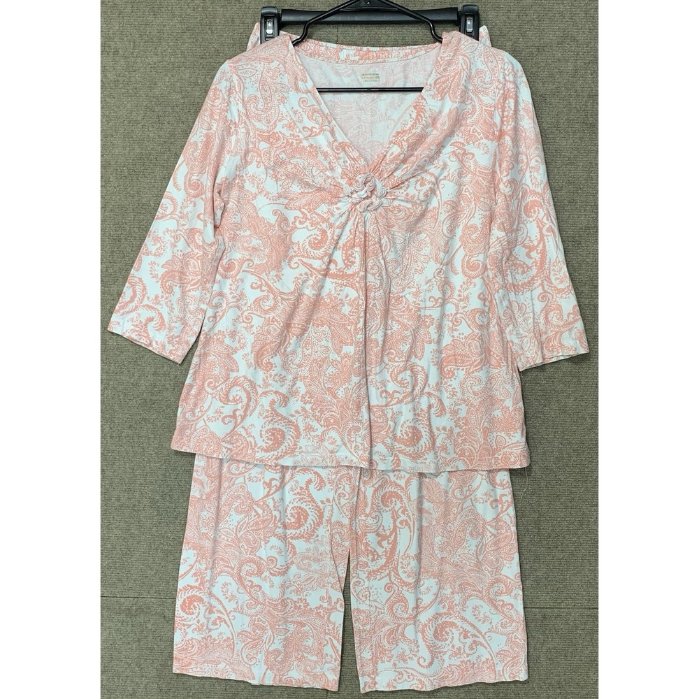 Garnet Hill Paisley Organic Cotton Flannel Pajama Set 2PC Sz S Cottage Cozy Fall